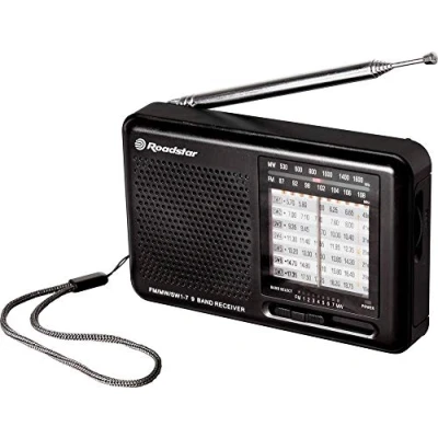 Abbildung von Roadstar TRA 2989 Multiband Radio AM/FM/SW Analoges Tragbares, Batterie /Netzbetrieb, Kopfhörer im Lieferumfang, Taschentransistor, Klein und Leicht für Haus Küche, Schwarz