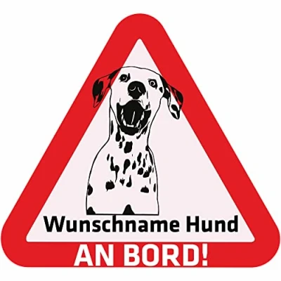 Abbildung von Indigos UG Namensaufkleber Hund Dalmatiner Aufkleber mit Namen &amp; Wunschtext individuell personalisiert Auto Motorrad LKW