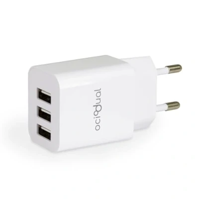 Abbildung von OcioDual EU Wandladegerät, 3 USB Anschlüsse mit 5 V, 2,4 A, 10 W, Ladegerät für Smartphones, Netzteil Stecker, Schnellladung, Modell: ST590, Weiss