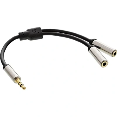 Abbildung von InLine® Slim Audio Y Kabel Klinke 3,5mm ST an 2X BU, 0,15m