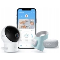 Abbildung von eufy Baby S340 Smart Sock Babyphone, 2,4 GHz WLAN, Überwachung von Schlafmustern, Nickerchen, Puls &amp; Blutsauerstoff, 2K Kamera, KI Weinerkennung, Schwenk Neigefunktion, Ohne Monatliche Gebühren