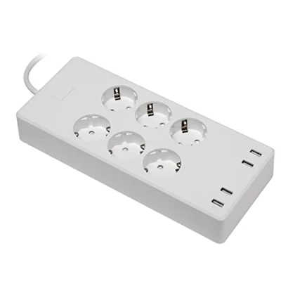 Abbildung von MaxTrack NW11L Smarte 6 Fach Schutzkontakt Steckdosen Leiste mit 4 USB Buchsen, Timer, Smart Home, Google Assistant, Alexa, Apps, Sprachsteuerung, 10 Anschlüsse, 1,7m Kabel, getrennt schaltbar