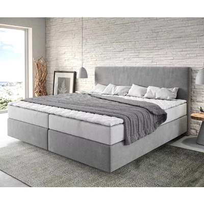 Abbildung von Boxspringbett Dream Well Mikrofaser Grau 200x200 cm mit Taschenfederkernmatratze und Topper Visco