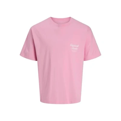 Abbildung von Jack &amp; Jones Jornorrebro TYPO TEE CREW NECK Tshirt print, Herren, Größe: Small, Prism pink