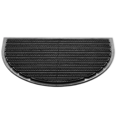 Abbildung von Fußmatte Bürsten Fussabtreter Streifen schwarz halbrund Outdoor Gummi Matte, matches21 HOME &amp; HOBBY, halbrund, Höhe: 10 mm, Wetterfeste 40x60 cm Aussen Bereich Türmatte als Schmutzfangmatte