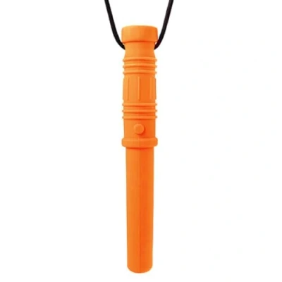 Abbildung von ARK Kauhalskette Lichtschwert Kauhilfe für Kinder &amp; Erwachsene Silikon Kette orale Stimulation Star Wars Design BPA frei in 3 Härtegraden Farben 10 cm (orange, fest)