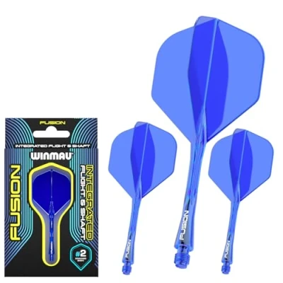 Abbildung von WINMAU Fusion Azurblau Blau Kurz Integriertes Dart Flug und Schaftsystem 1 Set pro Packung (insgesamt 3 Schäfte)