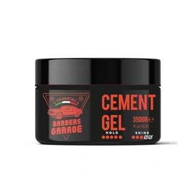 Abbildung von Barbers Garage Cement Gel (350g) Italian Details glättet lockiges Haar wirksam gegen Frizz maximaler Halt Haarstyling Gel.