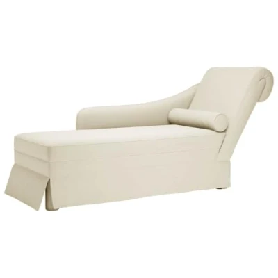Abbildung von vidaXL Chaiselongue mit Nackenrolle und Rechter Armlehne Creme Samt, Recamiere, Loungesessel, Lounge Sofa, Lounge, Loungesofa, Wohnzimmersofa