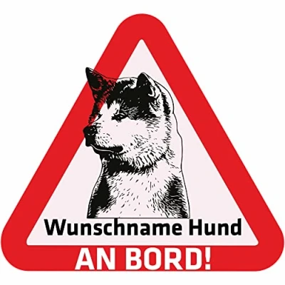 Abbildung von Indigos UG Namensaufkleber Hund Akita Inu Aufkleber mit Namen &amp; Wunschtext individuell personalisiert Auto Motorrad LKW