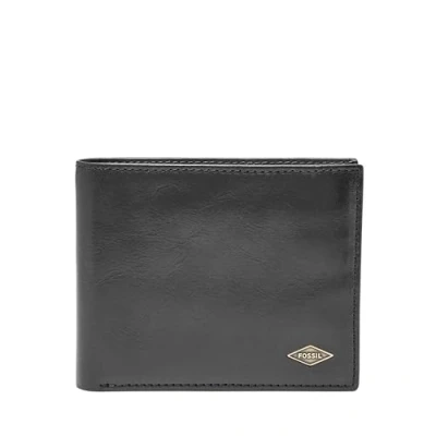 Abbildung von Fossil Ryan RFID blockierendes Leder Bifold Wallet für Herren, Schwarze Flip Id, Einheitsgröße