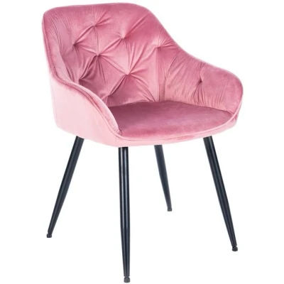 Abbildung von CLP Besucherstuhl Cassis Samt I Gesteppter Polsterstuhl Mit Samtbezug Küchenstuhl Bodenschonern, Farbe:rosa, Material:Samt