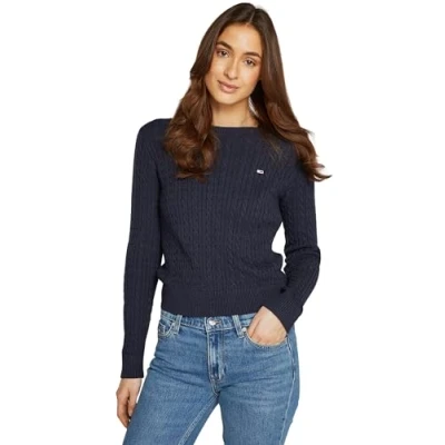 Abbildung von Tommy Jeans Essential LOGO CREW NECK Sweatshirt, Damen, Größe: Large, Dark night navy