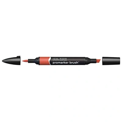 Abbildung von Winsor &amp; Newton 0204092 BrushMarker (Für Zeichnungen, Kalligraphie, Design und Layouts, streifenfreies Zeichnen mit Keil Pinselspitze) gebrannte orange