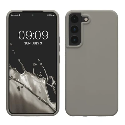 Abbildung von kwmobile Schutzhülle kompatibel mit Samsung S22 Hülle Silikon Case Handyhülle weiche Oberfläche kabelloses Laden Stone Dust