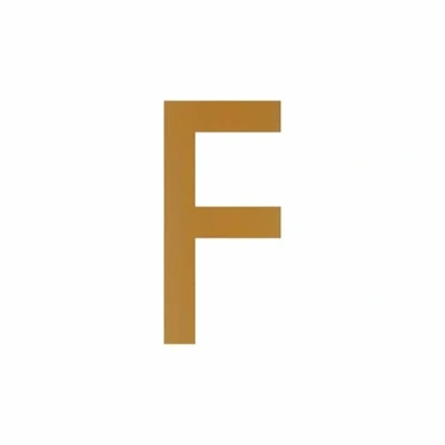 Abbildung von Buchstaben Aufkleber, wetterfest, einzelner Buchstabe F, Gold, 10 cm (100mm) großgeschrieben