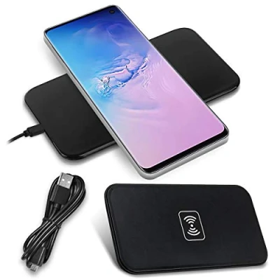 Abbildung von Induktives Ladegerät kompatibel mit Samsung Galaxy S10 S9 S8 / Plus Ladestation Kabellos Qi Charger Wireless Universal Schnellladegerät, Farbe:Schwarz