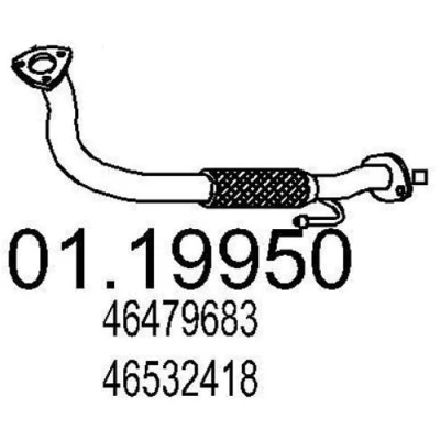 Abbildung von MTS 01.19950 Abgasrohr 750 vorne für Mittelschalldämpfer FIAT: Punto I Cabrio, Schrägheck, LANCIA: Y