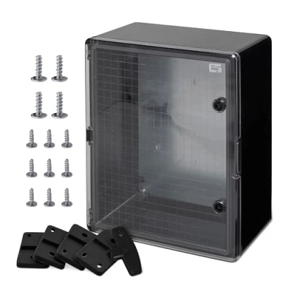 Abbildung von BOXEXPERT ABS Kunststoff Gehäuse, IP65, Wandschrank, Industriegehäuse, Leergehäuse, 500x400x240mm, schwarz, transparent, Montageplatte, Gehäuse der Serie Fleet