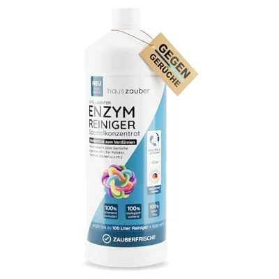 Abbildung von hauszauber® Enzymreiniger Konzentrat [STARKER GERUCHSENTFERNER] 1000 ml Gegen Urin, Katzenurin, Hundeurin, Kot Geruchsneutralisierer Zauberfrische