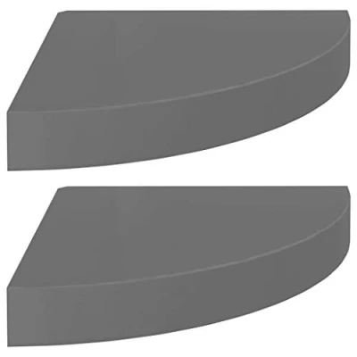 Abbildung von vidaXL 2X Eckregal Schweberegal Wandregal Bücherregal CD DVD Regal Wandboard Hängeregal Wand Dekoregal Hochglanz Grau 25x25x3,8cm MDF