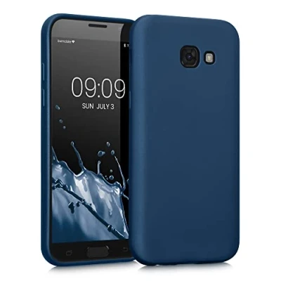Abbildung von kwmobile Case kompatibel mit Samsung Galaxy A5 (2017) Hülle Schutzhülle aus Silikon metallisch schimmernd Handyhülle Metallic Blau