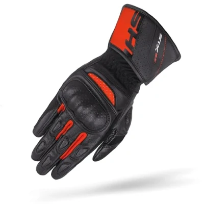 Abbildung von SHIMA STX Motorrad Handschuhe Herren Leder Lange Sommer Motorradhandschuhe Schutz Touchscreen Touren Lederhandschuhe Motorcycle Belüftet Verstärkt Scheibenwischer (Männer, Rot, S)