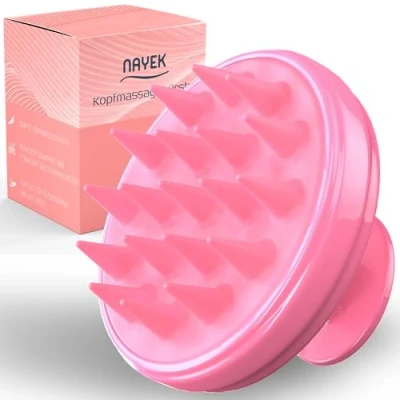 Abbildung von NAYEK Kopfhaut Massagebürste für gesundes Haar. Scalp Massager mit weichen Silikonborsten Haarwachstum, Schuppenentfernung und gesunde Kopfhaut. Shampoo Bürste dickes dünnes Haar, Rosa