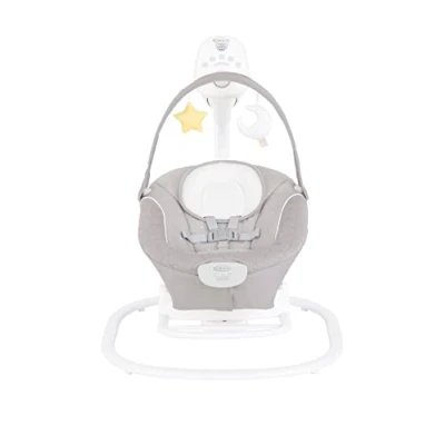 Abbildung von Graco SoftSway™ elektrische Babyschaukel und Wippe, 2 in 1, ab Geburt bis ca. 9 Monate (9 kg), sanft leise, 3 Fach Verstellbarer Sitz, Spielbügel, Starlight