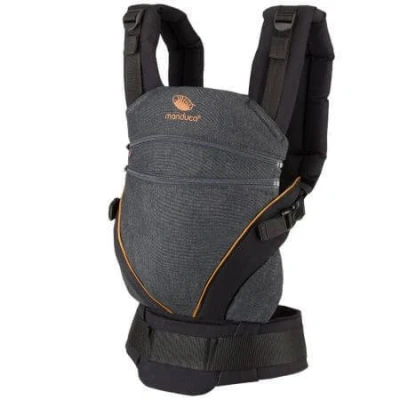 Abbildung von manduca Babytrage XT Cotton Denimblack Toffee, Kindertrage Bauchtrage Rückentrage für Babys &amp; Kleinkinder