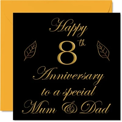 Abbildung von Stuff4 Bronze Jubiläumskarte für Vater, Mutter, Eltern, besondere Mama und Papa, zum 8. Hochzeitstag, 145 mm x Grußkarten den achten Jahrestag