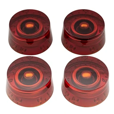 Abbildung von Musiclily Pro Metrische Gitarre Knöpfe Potiknöpfe Speed Knobs für Epiphone Les Paul Style E Bass, Amber(4er Set)