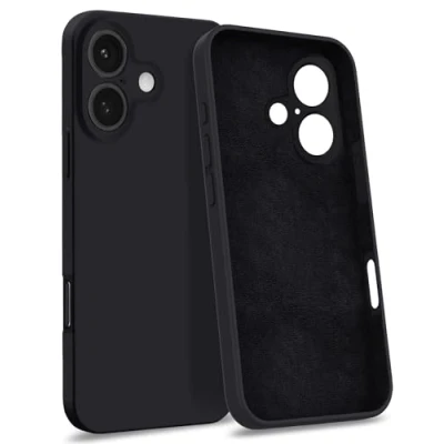 Abbildung von MyGadget Hülle kompatibel mit iPhone 16 [ 4 Layer Struktur Schutzhülle ] Gummierte Handyhülle Soft Inlay &amp; Hardcase Cover außen Schwarz