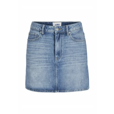 Abbildung von JJXX Damen JXLAURA Short MW Skirt DNM SN Rock, Medium Blue Denim, 34