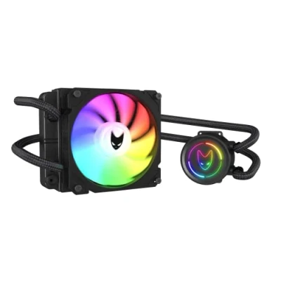 Abbildung von Oversteel ZIRCON Flüssigkeitskühlung 120mm RGB, PWM Lüfter TDP 170W, Kompatibel mit Intel und AMD AM4, Farbe Schwarz