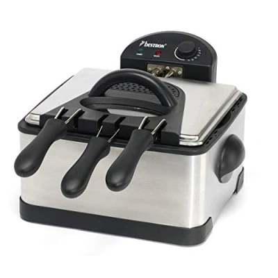 Abbildung von bestron Fritteuse &quot;DF402B Cool Zone&quot;, 2000 W, Fassungsvermögen 1x ca. 1,5 kg/2x 0,75 kg, 3 Frittierkörbe, 4 l