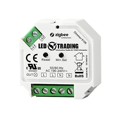 Abbildung von LED TRADING ZigBee Controller 230V Unterputz Dimmer Aktor 200W für Taster Phasenabschnitt Steuerung dimmbare Lampen, Trafos &amp; Leuchten