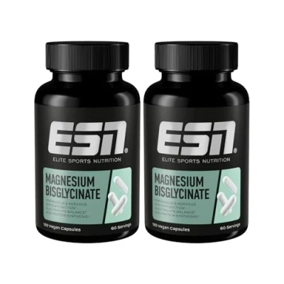 Abbildung von ESN Magnesium Caps, 2 x 120 Kapseln, 300 mg pro Tagesportion Magnesiumbisglycinat Support für Energiehaushalt, hohe Bioverfügbarkeit Made in Germany