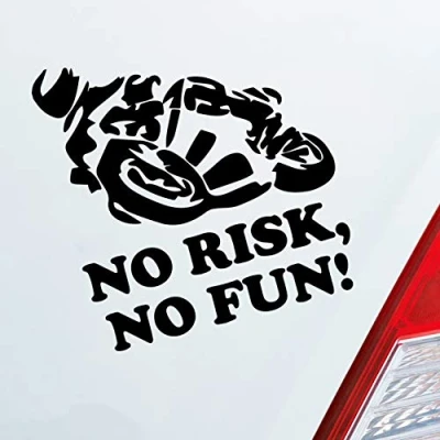 Abbildung von Hellweg Druckerei Motorrad No Risk, Fun! Moped Bike Mopped JDM Auto Aufkleber Sticker Heckscheibenaufkleber