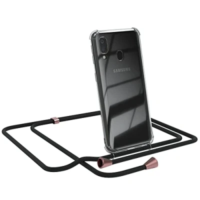 Abbildung von EAZY CASE Handykette kompatibel mit Samsung Galaxy A40 Handyhülle Umhängeband, Handykordel Schutzhülle, Silikonhülle, Hülle Band, Stylische Kette für Smartphone, Clips in Rose