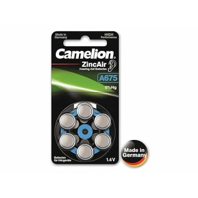 Abbildung von Camelion 15056675 Zink Luft Knopfzellen ohne Quecksilber A675/ZL 675/1,4 Volt, 6er Pack