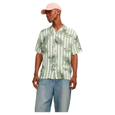 Abbildung von JACK&amp;JONES Herren JJJEFF Resort AOP Shirt SS Hemd, Oil Green, M