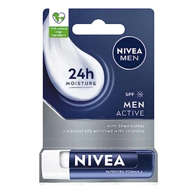 Abbildung von NIVEA MEN Active Feuchtigkeitsspendende Lippenstift für Männer mit Sheabutter, pflegenden Ölen und Vitaminen SPF 15; 4,8g