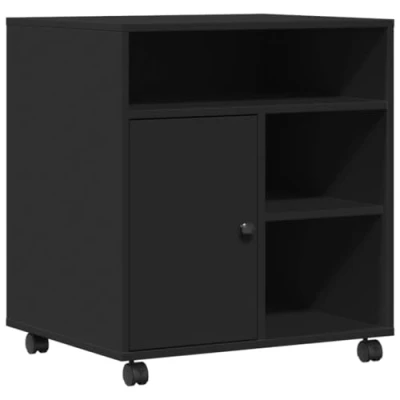 Abbildung von vidaXL Druckerständer, Druckerhalter mit Rollen, Druckertisch Druckerwagen für Büro Zuhause, Rollwagen Büroschrank Beistelltisch, Schwarz