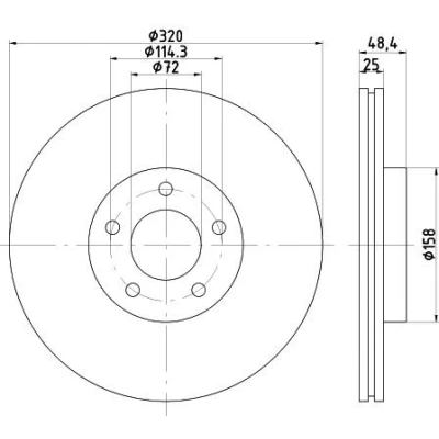Abbildung von TEXTAR PRO 92223503 Bremsscheibe 320 25 05/05 114,3 innenbelüftet beschichtet ohne Radbefestigungsbolzen, Radnabe MAZDA: 3 Hatchback, Limousine