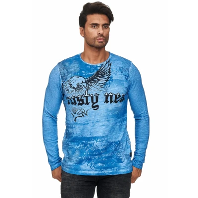 Abbildung von Rusty Neal MIT Coolem Adlerprint Langarmshirt, Herren, Größe: Large, Blau