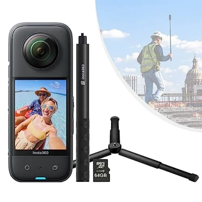 Abbildung von Insta360 X3 360 Grad Action Kamera Survey Kit inkl. unsichtbarer Selfie Stick + Stativ 64 GB
