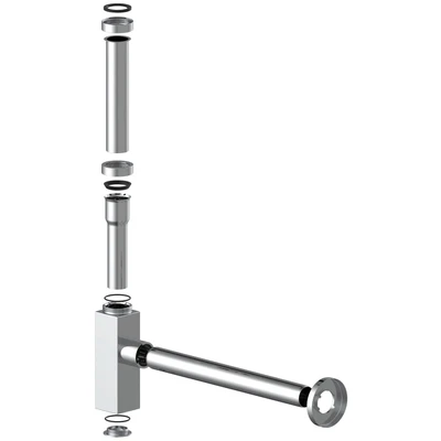 Abbildung von Kirchhoff Siphon &quot;Design Siphon&quot;, Flaschensiphon, Wandrohr 30cm, Chrom, 1 1/4&quot; x 32 mm