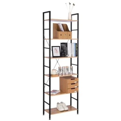 Abbildung von WOLTU Standregal Metallregal Bücherregal Lagerregal Leiterregal Badregal Küchenregal Eckregal Treppenregal Stufenregal Hochregal 6 Ablage RGB9307hei