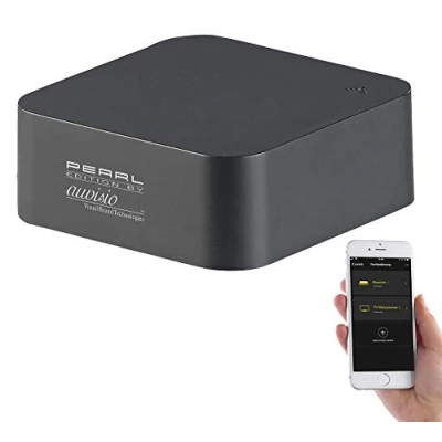 Abbildung von auvisio WLAN Fernbedienung: Lernfähige IR Universal Fernbedienung mit App, 360, kompatibel Amazon und Alexa (WLAN Universalfernbedienung, Elesion Fernbedienung, tragbarer DVD Player)